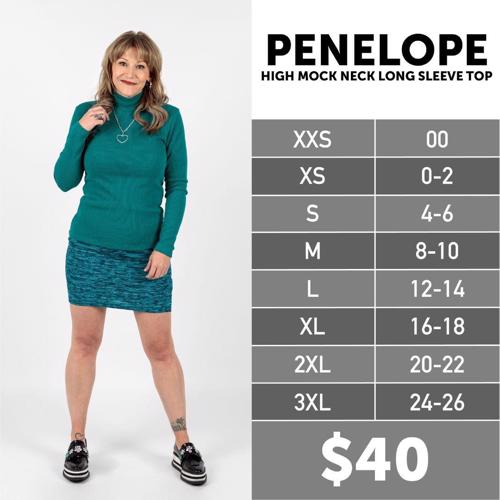 Penelope Size Chart